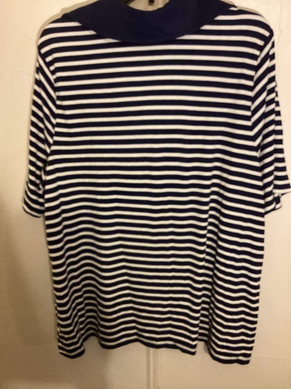 Ava & Viv Navy and White Striped V-Neck 2x top - Picture 4 of 5